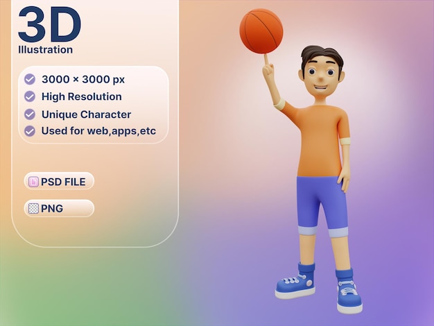 Personnage 3d Jouant Au Basket