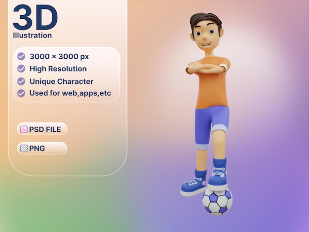 Le Personnage 3d Joue Au Football