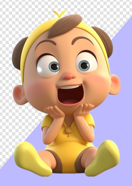 PSD personnage 3d mignon et adorable de petit garçon portant des vêtements jaunes