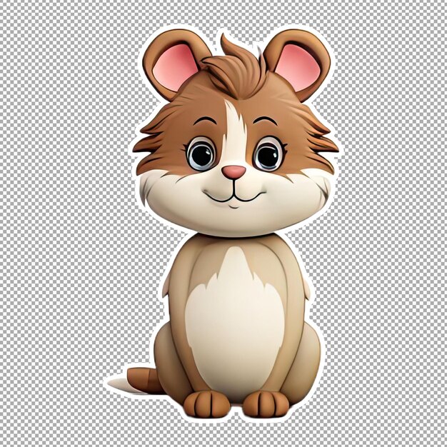 PSD personnage animal mignon de dessin animé avec une couleur minimaliste pour des autocollants ou des images clipart