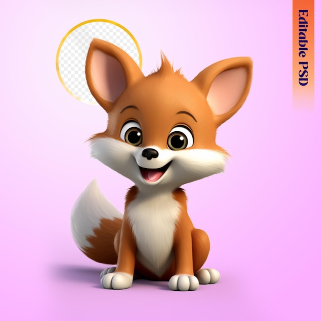 PSD le personnage de baby cute fox en 3d