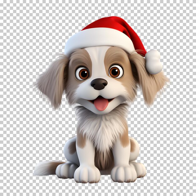 Personnage De Chien De Noël 3d Isolé Sur Un Fond Transparent