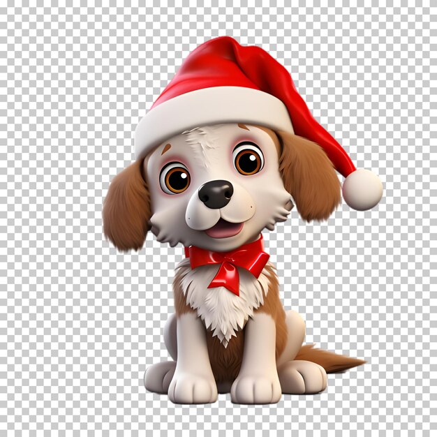 PSD personnage de chien de noël 3d isolé sur un fond transparent