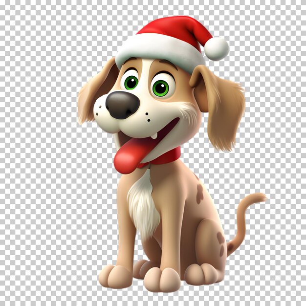 PSD personnage de chien de noël 3d isolé sur un fond transparent