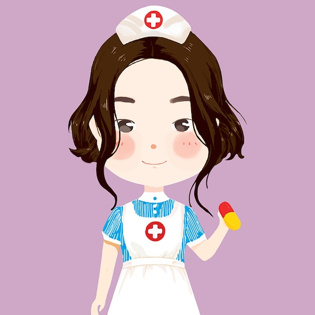 un personnage de dessin animé avec un chapeau d'infirmière et une casquette d'infermière