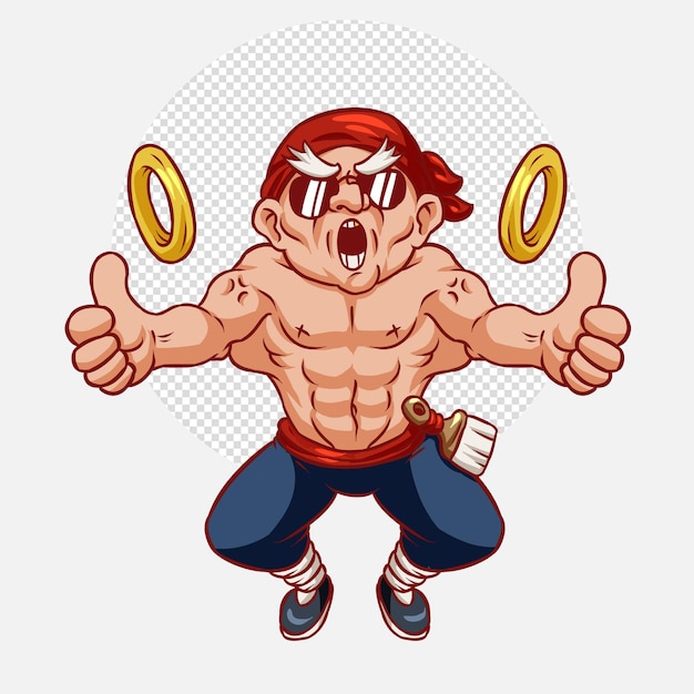 PSD un personnage de dessin animé drôle d'homme musclé