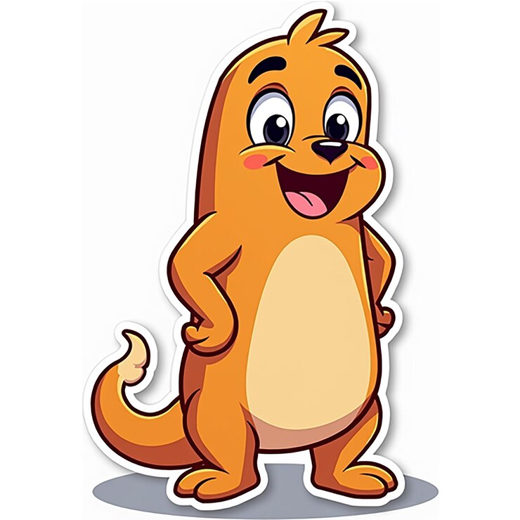 PSD un personnage de dessin animé avec un gros ventre et une grande queue orange