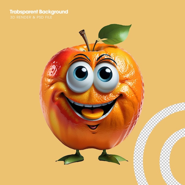 PSD un personnage de dessin animé orange mignon en 3d