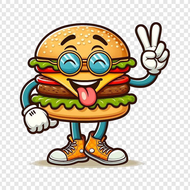 PSD un personnage de dessin animé retro groovy burger