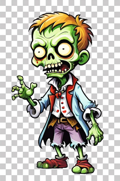 PSD un personnage de dessin animé de zombies isolé sur un fond transparent