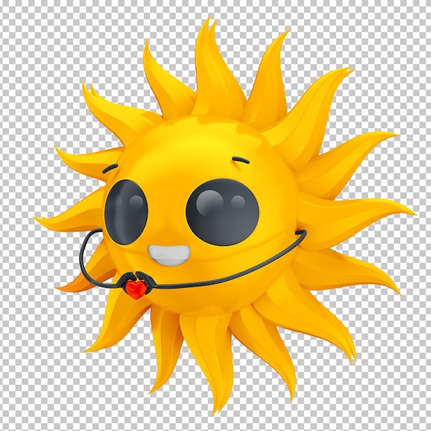 PSD personnage du soleil ttulo 3d emoji du soleil jaune heureux avec un visage souriant