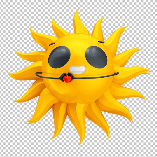 PSD personnage du soleil ttulo 3d emoji du soleil jaune heureux avec un visage souriant