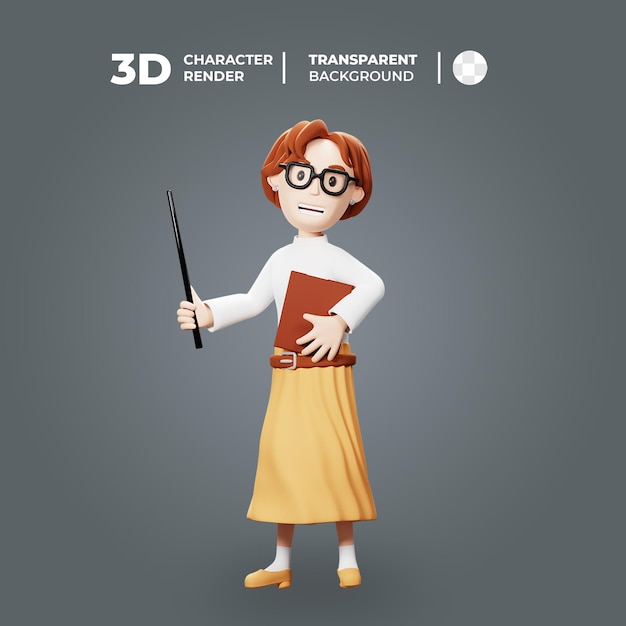 PSD personnage enseignant féminin 3d