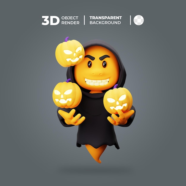 Personnage fantôme 3D avec citrouille