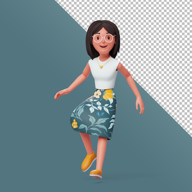 PSD personnage féminin 3d flottant