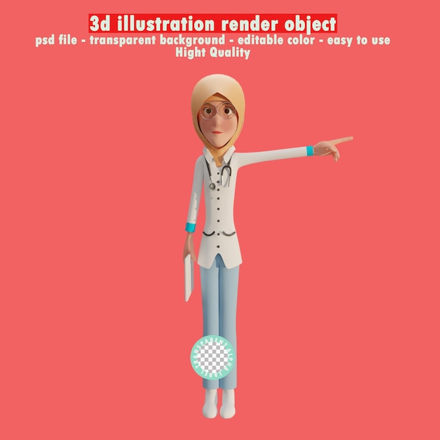 Personnage Féminin 3d Montrant L'index Psd Premium