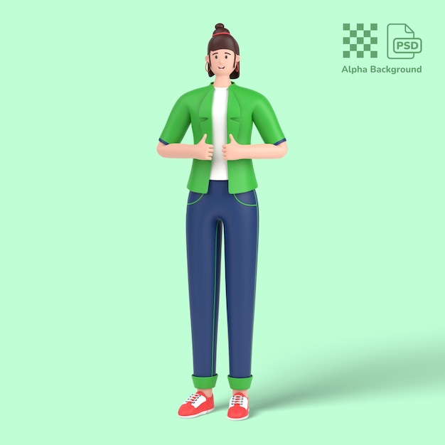 Personnage Féminin 3d Montrant Un Signe Ou Un Geste