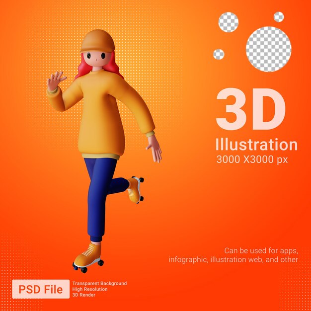 Personnage Féminin 3d Rentrant Chez Lui Pour Manger