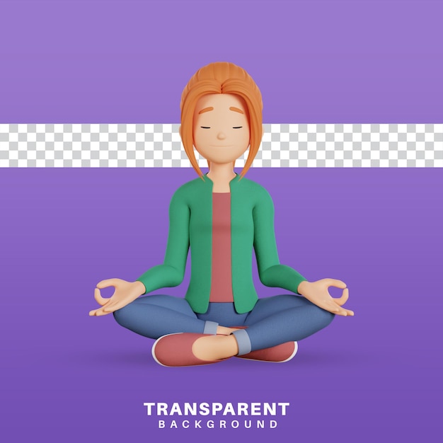 Personnage féminin de rendu 3D faisant une pose de yoga