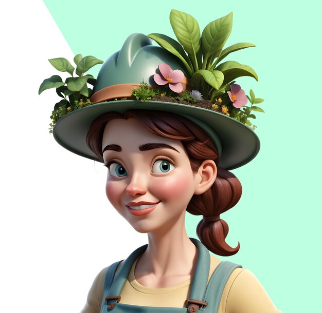 PSD personnage de femme jardinière en 3d