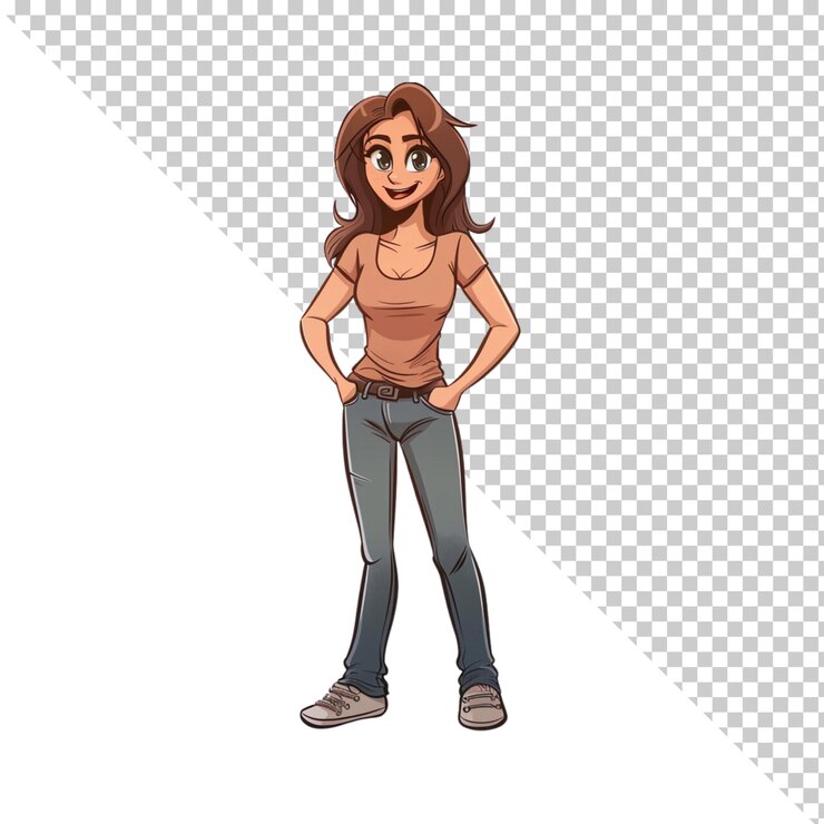 PSD personnage de fille isolé sur un fond transparent