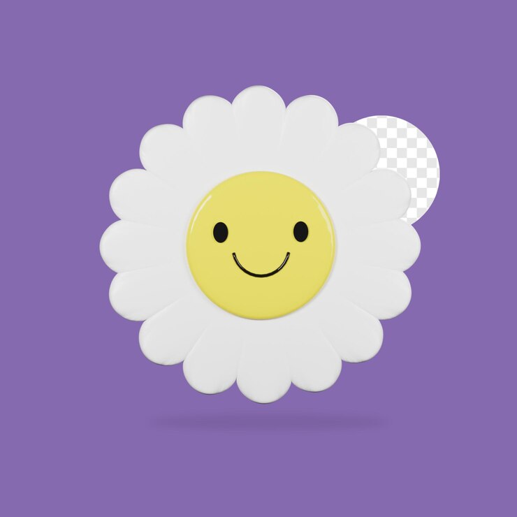 PSD personnage de fleur épanouie doodle 3d