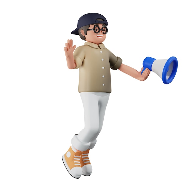 Personnage de garçon 3D parlant au téléphone
