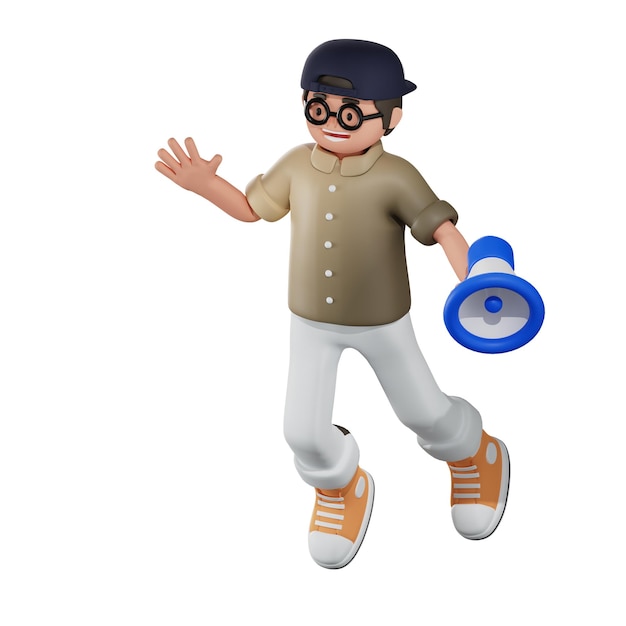 Personnage de garçon 3D parlant au téléphone