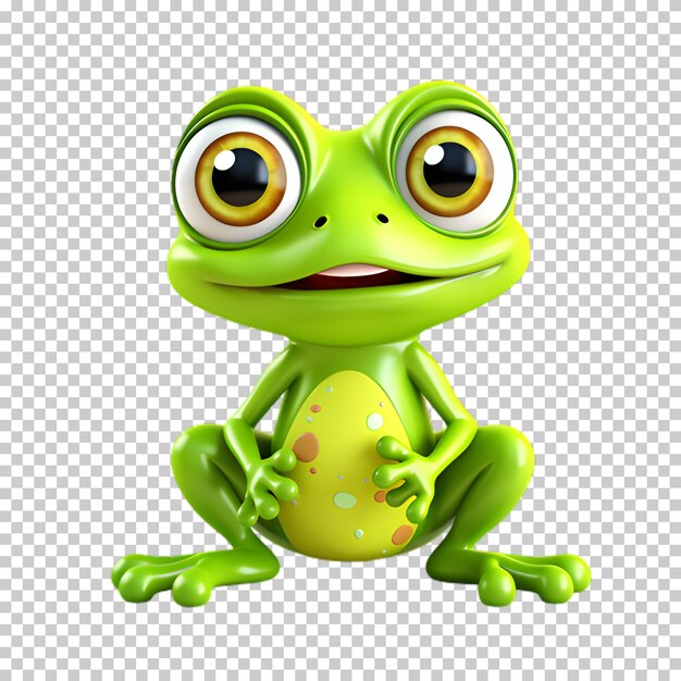 PSD le personnage de la grenouille mignonne à fond transparent