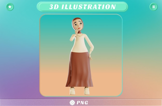 PSD personnage hijab 3d confus