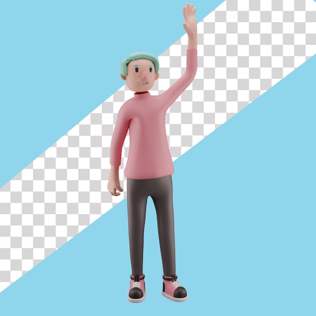PSD personnage d'hommes 3d avec chemise rose