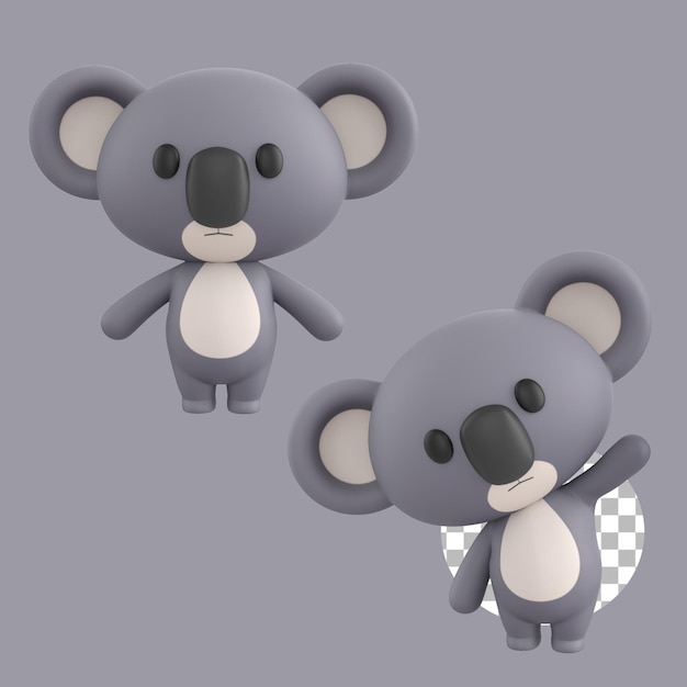 PSD personnage de jouet koala mignon adapté au concept de cadeau