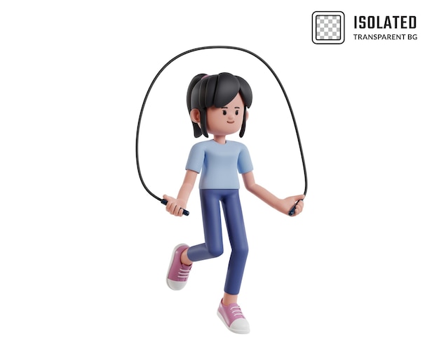 Un personnage ludique sautant de la corde dans des couleurs vives
