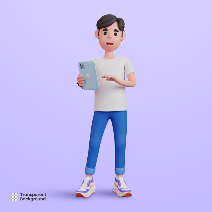 PSD personnage masculin 3d à l'aide d'une tablette
