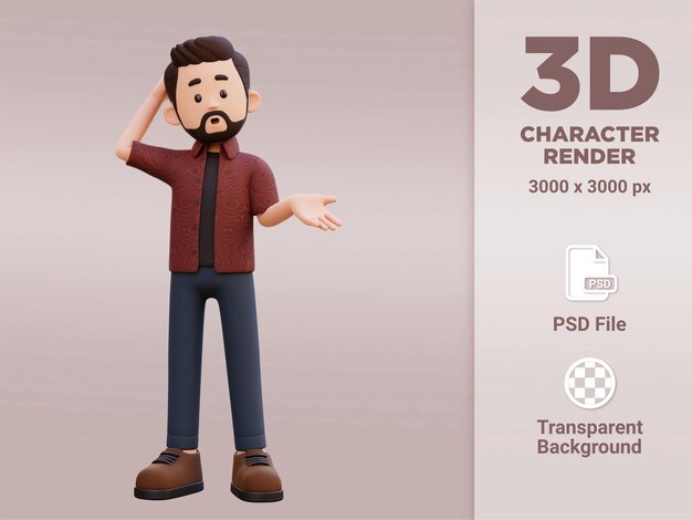 personnage masculin 3d confus