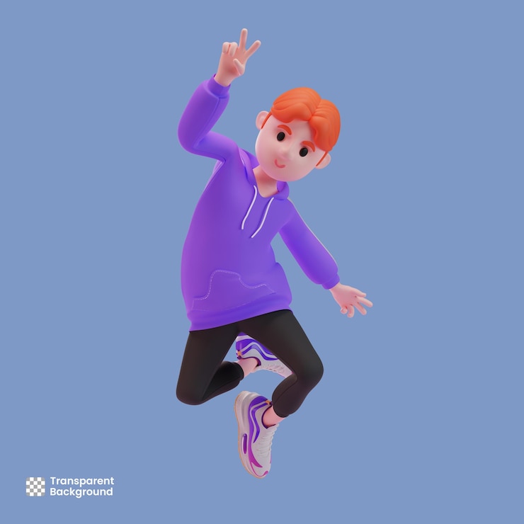 PSD personnage masculin 3d donnant le signe de la paix