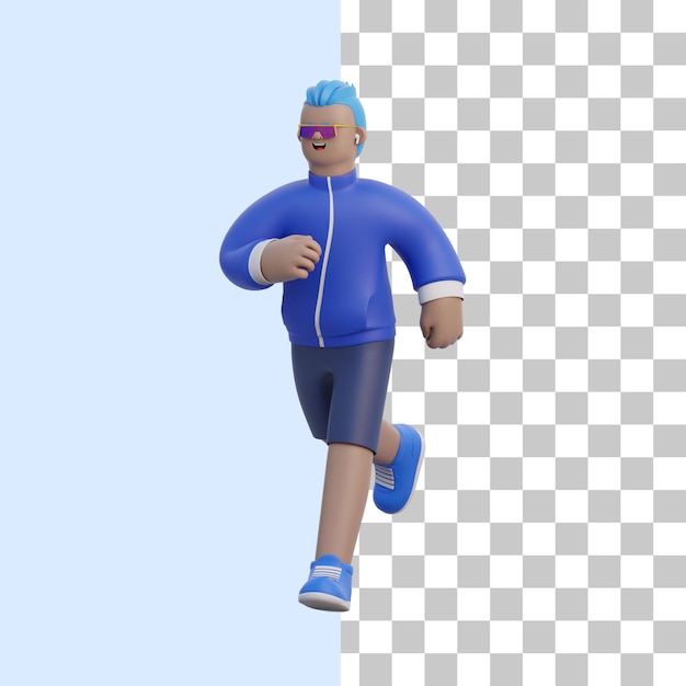 Personnage masculin 3D faisant du jogging