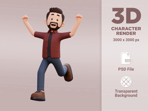 PSD personnage masculin 3d heureux en cours d'exécution