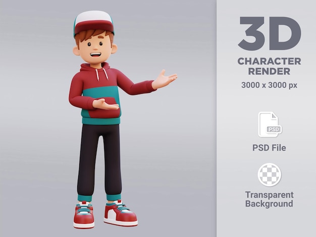 PSD personnage masculin 3d se présentant à gauche