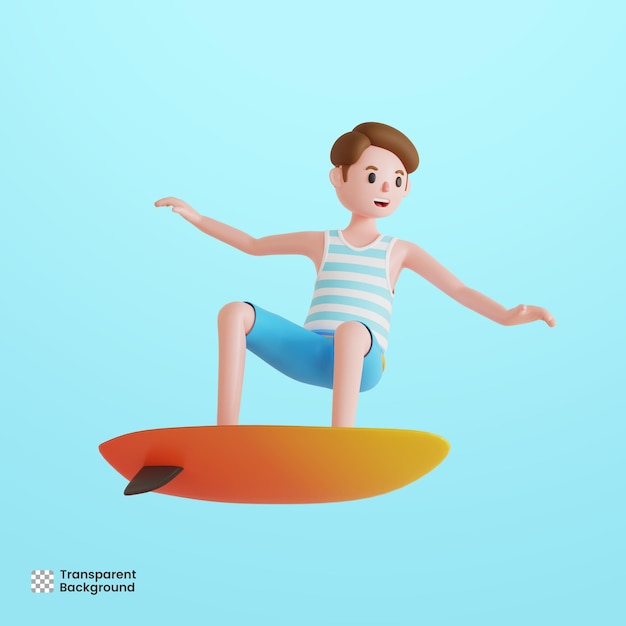 Personnage Masculin 3d Surfant