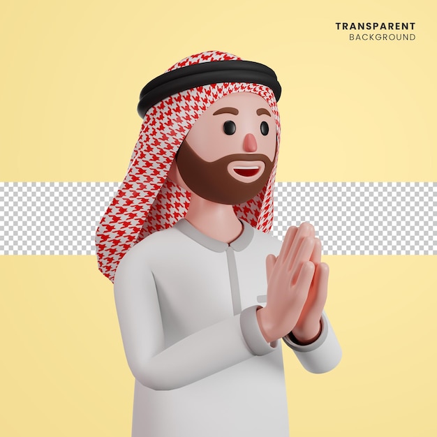 Le Personnage Masculin Arabe 3d Montre Un Geste De Salutation