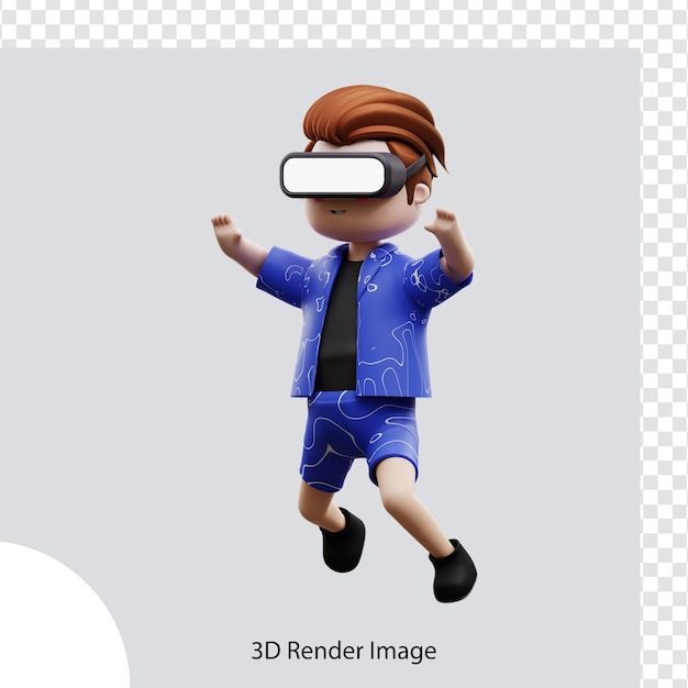 Personnage métavers d'illustration 3d avec réalité virtuelle, pour le web, l'application, l'infographie, l'application
