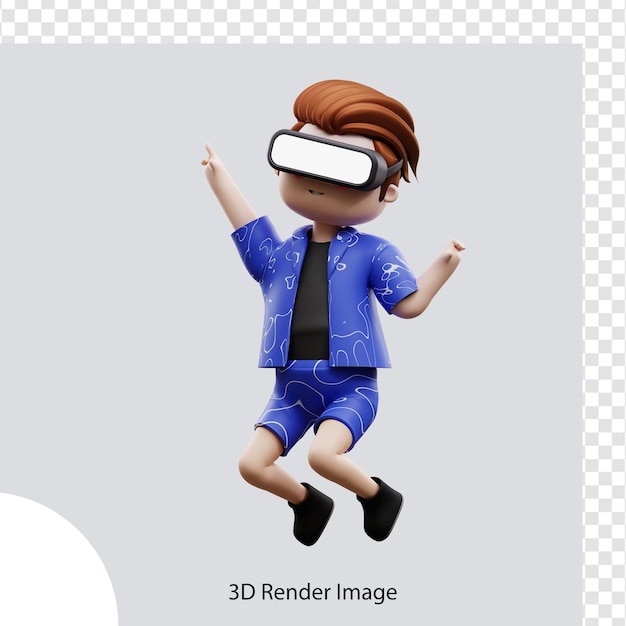 Personnage métavers d'illustration 3d avec réalité virtuelle, pour le web, l'application, l'infographie, l'application