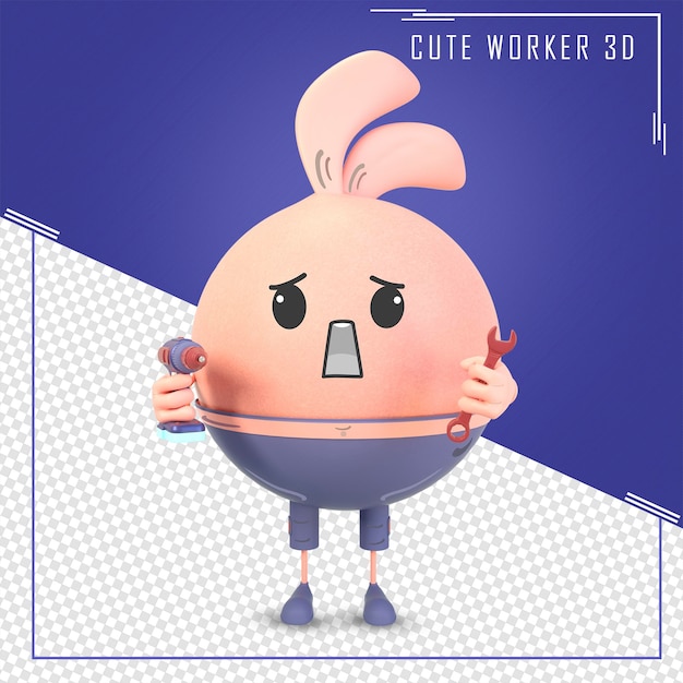 PSD personnage mignon 3d fonctionne en maintenance