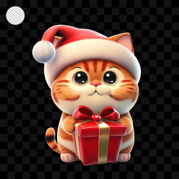 PSD personnage mignon bébé chat au chapeau de noël