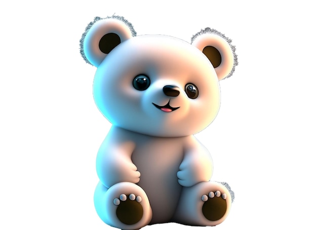 Personnage De Petit Ours Tenant Une Fleur En Rendu 3d