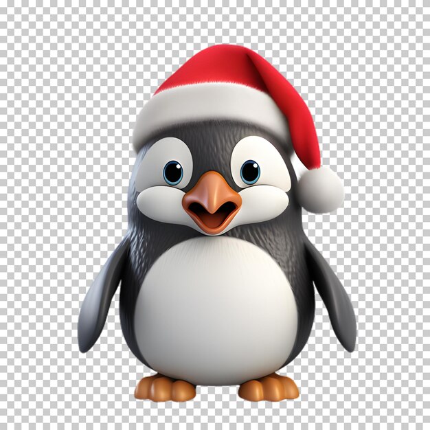 PSD personnage de pingouin de noël 3d isolé sur un fond transparent