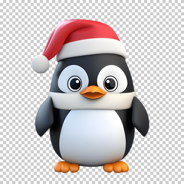 Personnage De Pingouin De Noël 3d Isolé Sur Un Fond Transparent