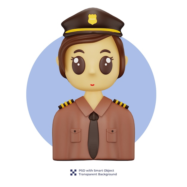 PSD personnage de policière 3d