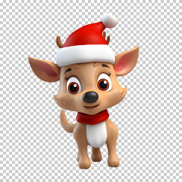 PSD un personnage de renne de noël 3d isolé sur un fond transparent